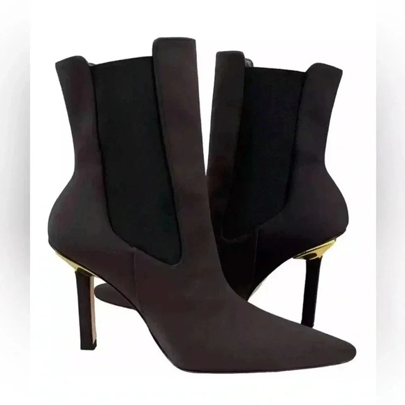 Good American High Kickstand Booties Neoprene Chocolate Size 9.5 NWB - Picture 1 of 7